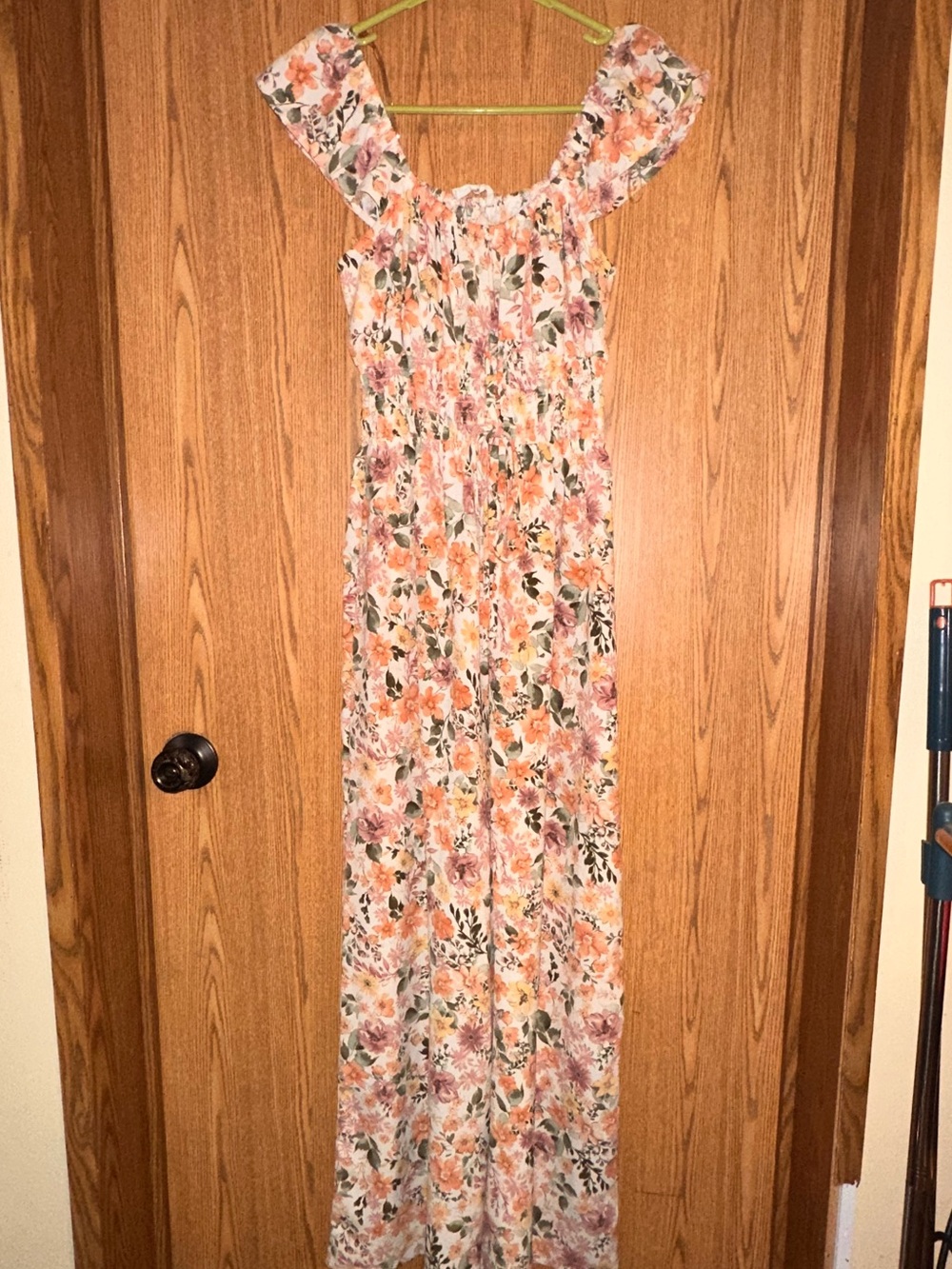 Floral Off-Shoulder Maxi Romper - Pink & Cream
